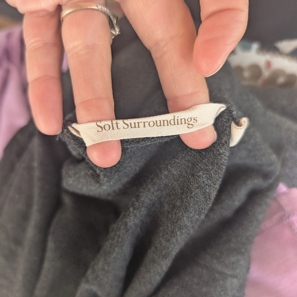 Soft Surroundings Drawstring Cowl Neck Top Size x Long Sleeve Blue Viscose Blend - Picture 4 of 7